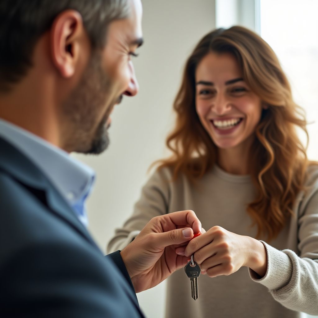 Yeni ev sahibi olan mutlu müşteri